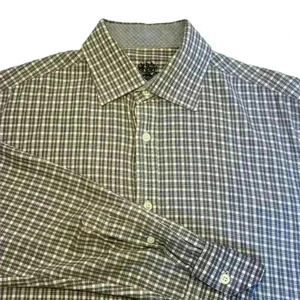 Men’s English Laundry Blue + Cream Plaid Long Sleeve Button Down - Size Medium